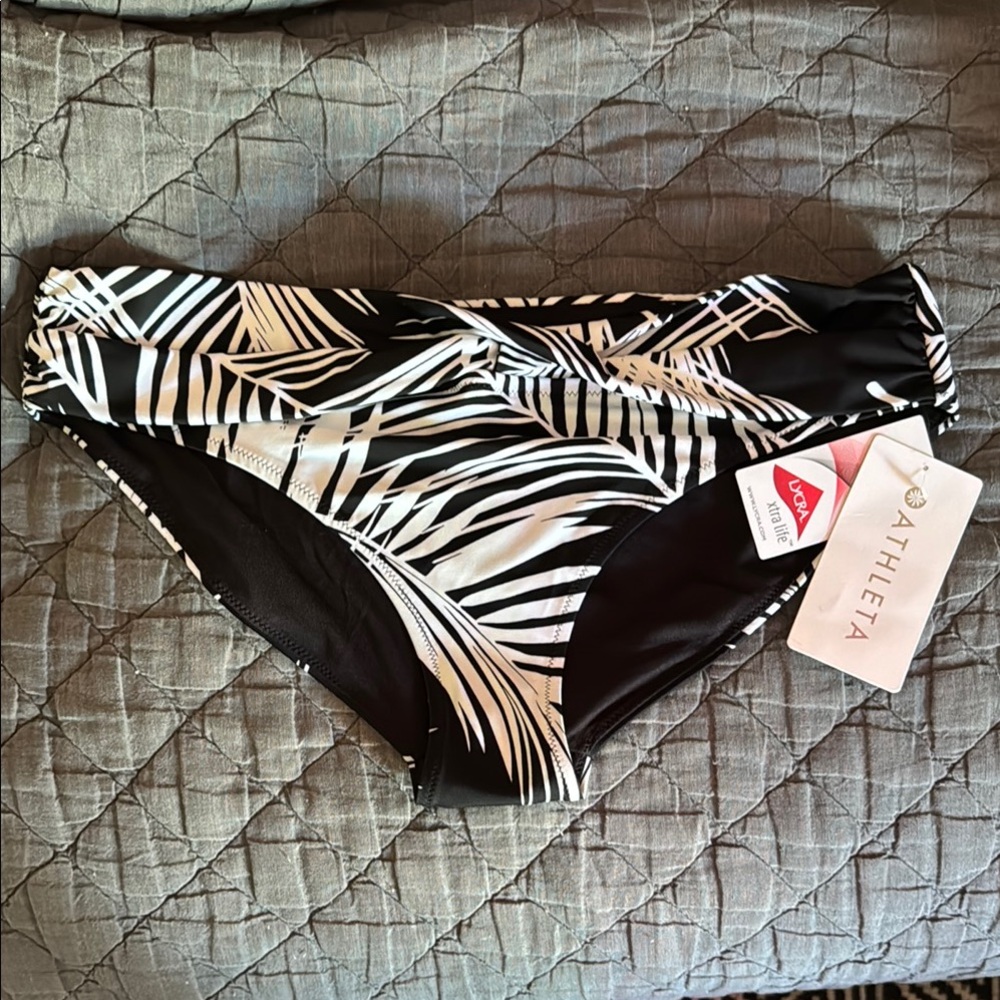 Athleta Black and White Zebra Print Bikini